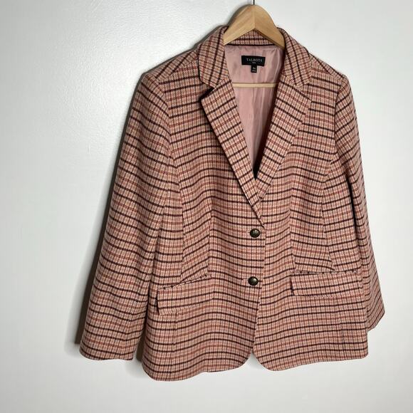Talbots Wool Button Front Blazer Jacket Womens 18W Pink Plaid Workwear Office - Picture 4 of 11